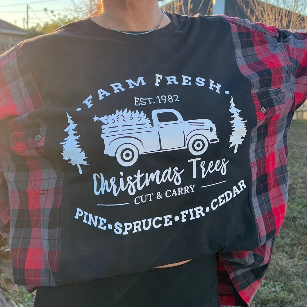Farm Fresh Christmas Tree Flannel Rework